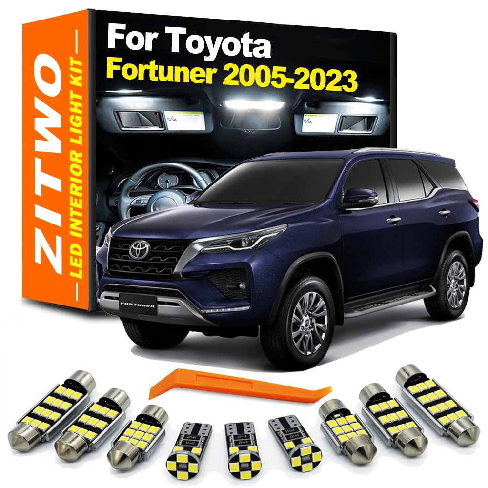 ZITWO LED Interior Light License Plate Lamp Kit For Toyota Fortuner MK1 MK2 N5 N6 N15 N16 2005- 2020 2021 2022 2023 Accessories