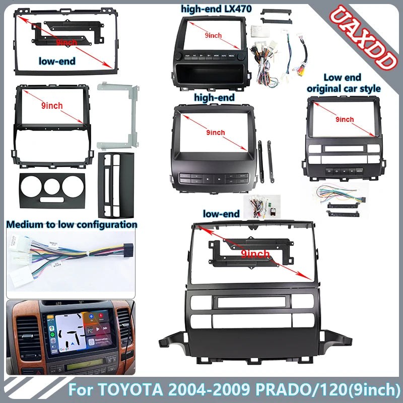 For TOYOTA 2004-2009 PRADO 120 9INCH Car Radio Android DVD Screen Video CD Player MP5cable