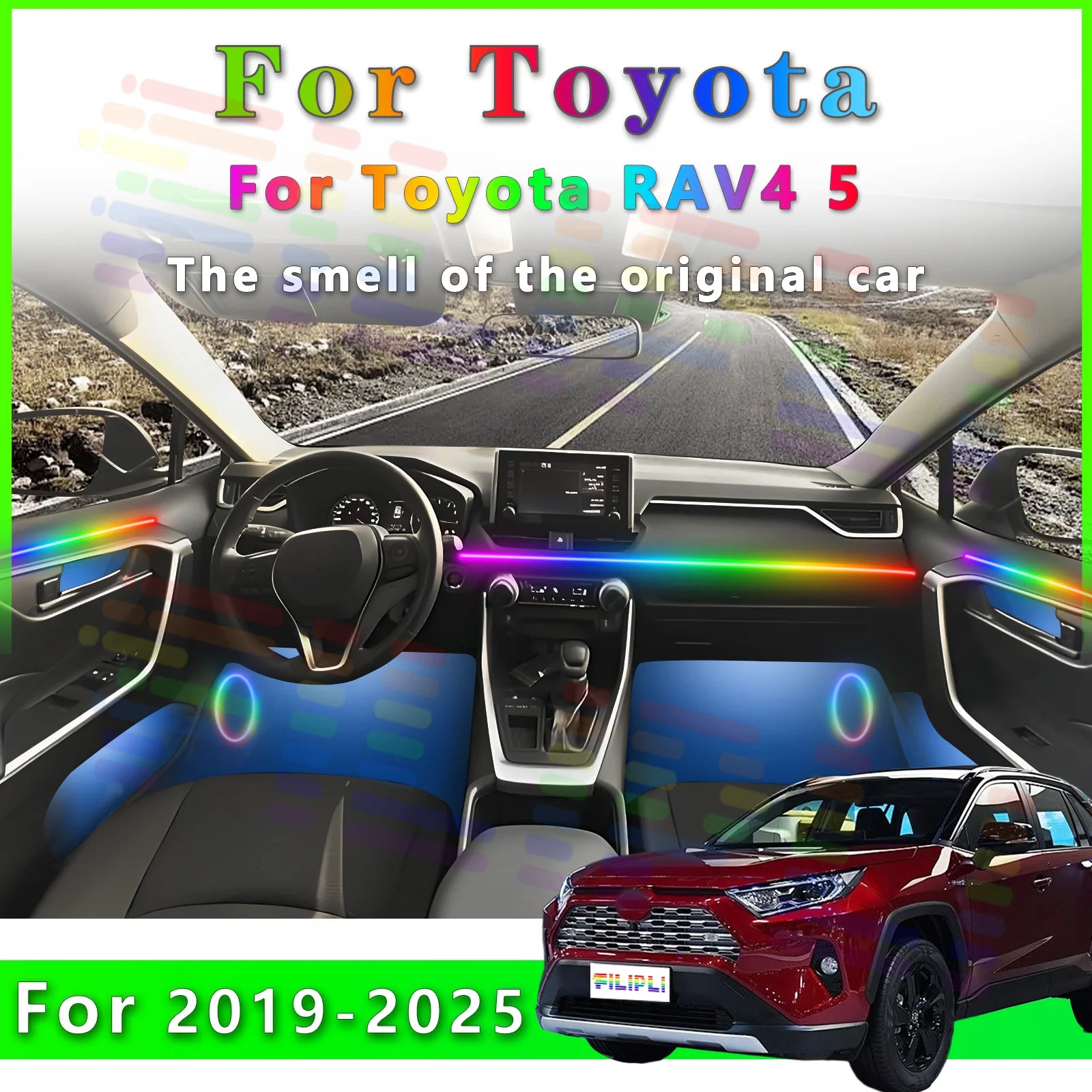 RGB - LED Strip - for Toyota RAV4 - App Control - Car Interior Lighting | AUTOKITSHOP