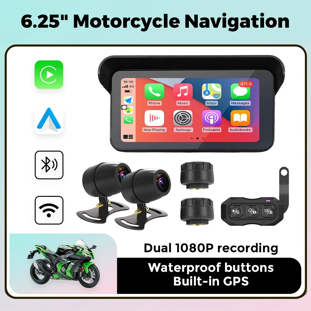 Portable 6.25 Inch Carplay Motorcycle GPS Navigation IP67 Waterproof Wireless Android Auto | AUTOKITSHOP
