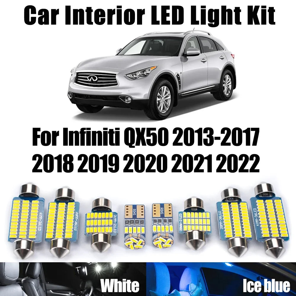 LED Interior Light Kit for Infiniti QX50 2013- 2021 - Canbus Dome Map Door Trunk Bulbs | AUTOKITSHOP