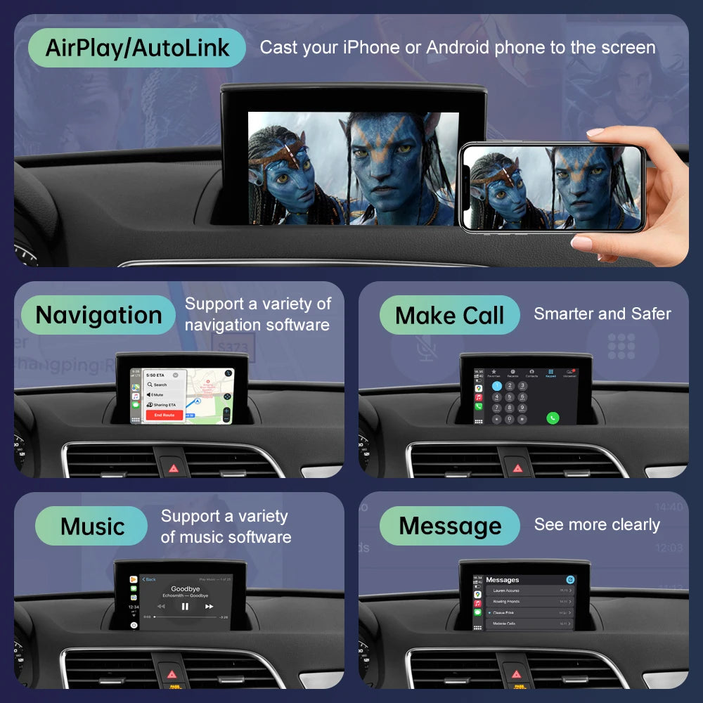 Road Top Android Auto Wireless CarPlay for Audi A1 Q3 2014-2018, with AirPlay Mirror Link