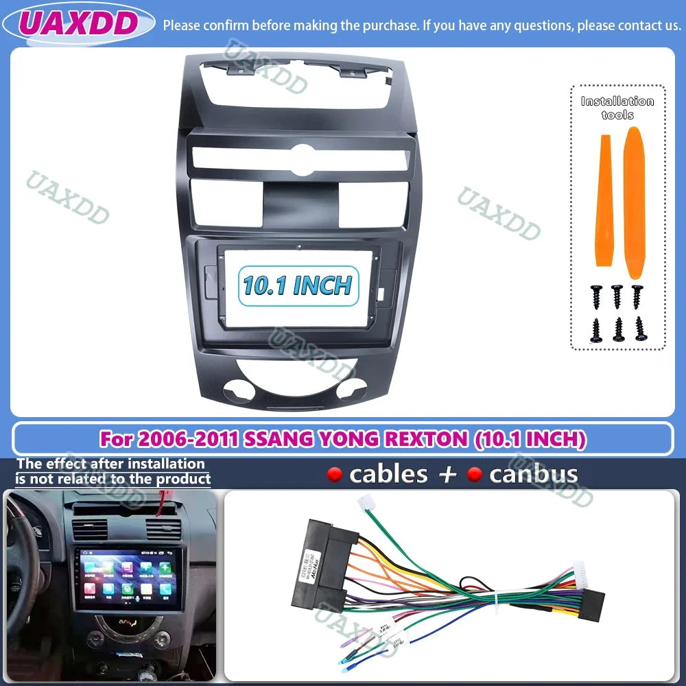 Car Audio 10.1INCH Screen Head Unit Dash Fascia Panel Frame Kit CD Adapter For SsangYong R