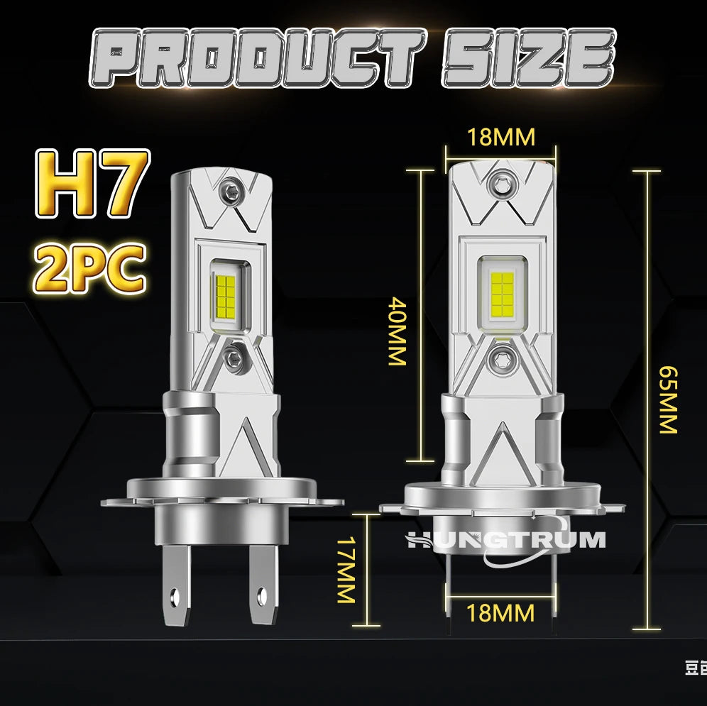 Ampoule LED H7 800000LM CANBUS Headlight Bulb Plug And Play 6000K Cool White Wireless Spot