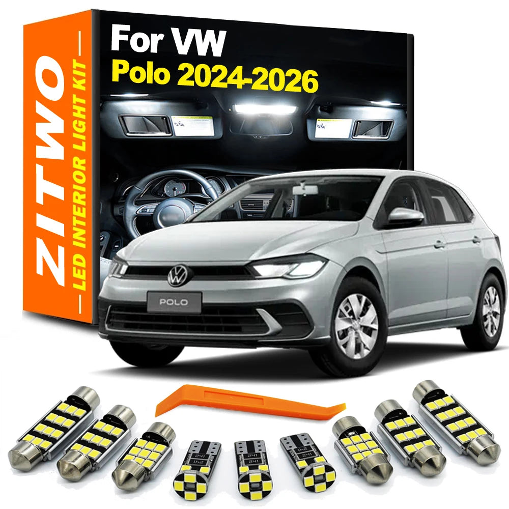 ZITWO 10Pcs For New VW Volkswagen Polo 2024 2025 2026 LED Interior Light Dome Map Trunk Lamp Kit