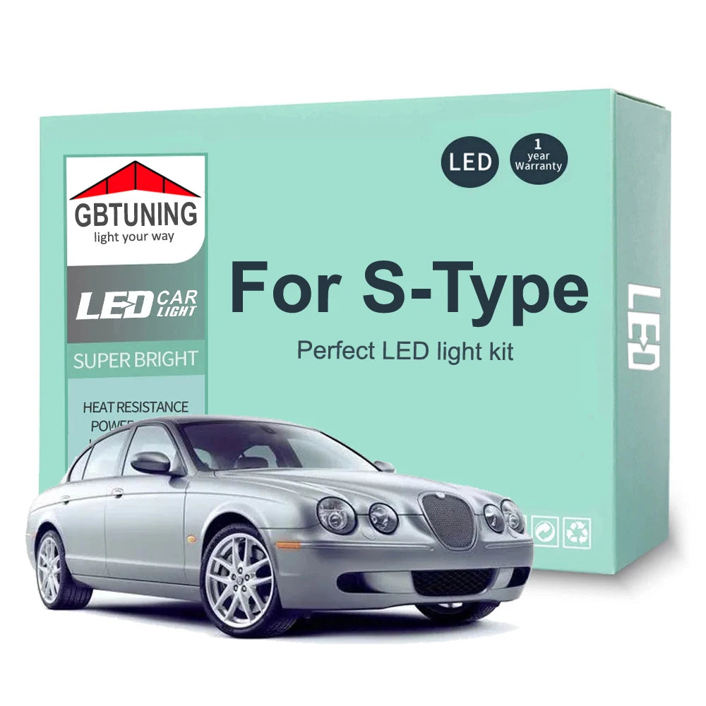 11-Piece LED Interior Light Kit for Jaguar S-Type 1998-2004 - Canbus Dome Map Door Trunk Bulbs | AUTOKITSHOP