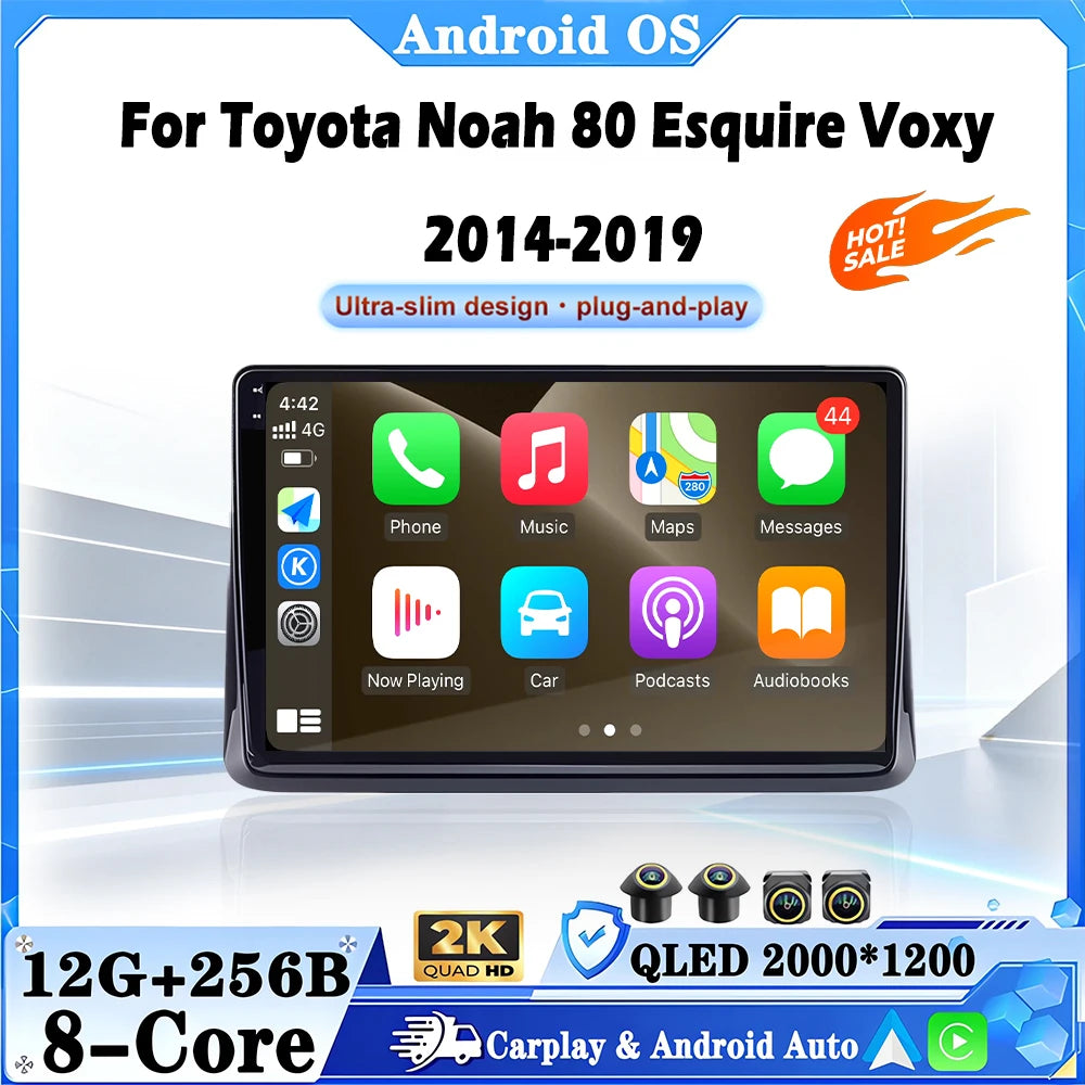Android 16 Auto Wireless Carplay Car Radio For Toyota Noah 80 Esquire Voxy 2014-2019 Multi