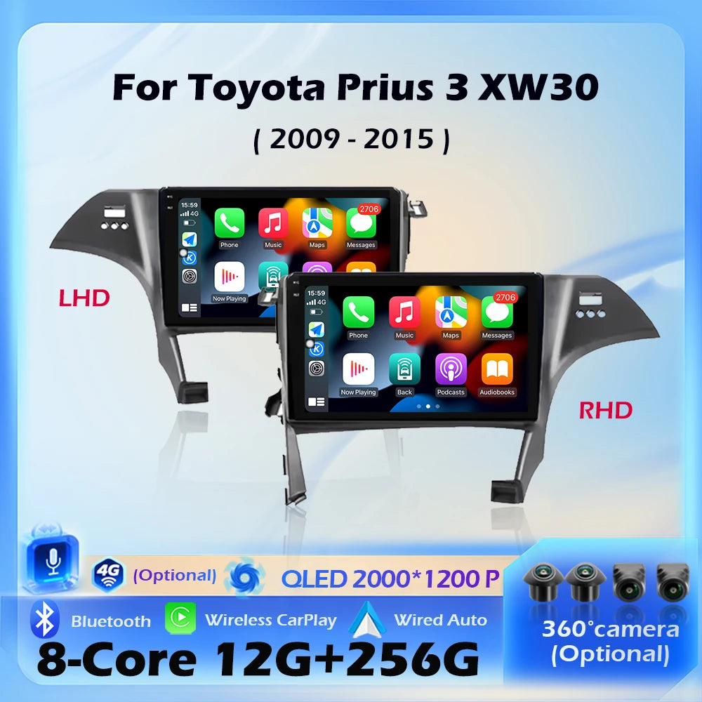 Car Radio Multimedia Video Player Android16 For Toyota Prius 3 XW30 2009 - 2015 Wireless C