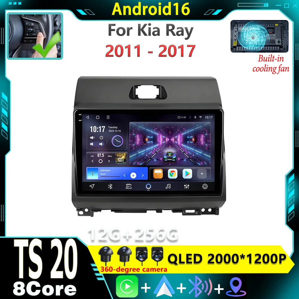 Auto All In One Android 16 For KIA Ray 2011 - 2017 Car Radio Carplay Multimedia Video Play