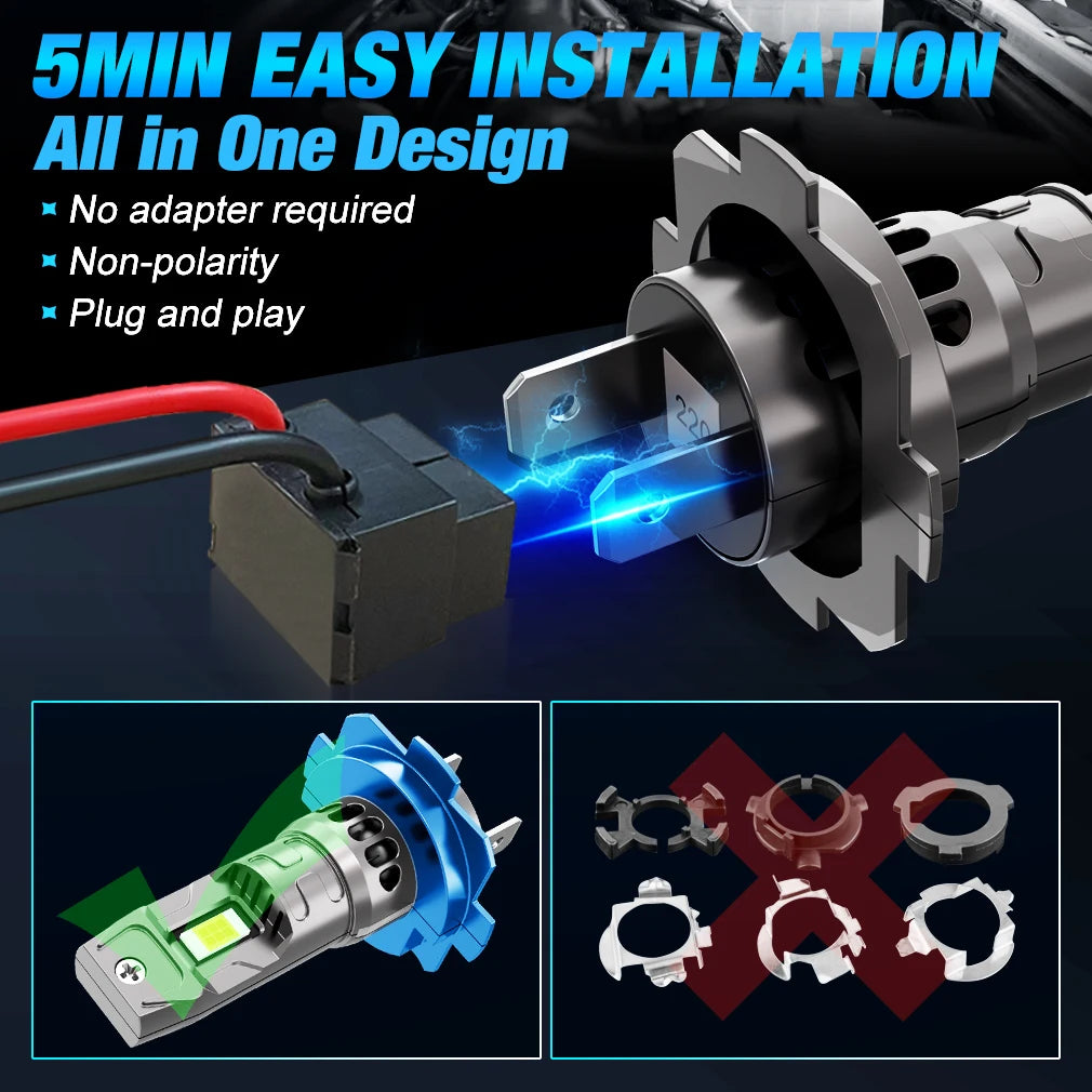 H7 H11 LED Headlight Bulb 100W 25000LM 6500K Car Headlight 7035 CSP Chip 9005/9006 Super B