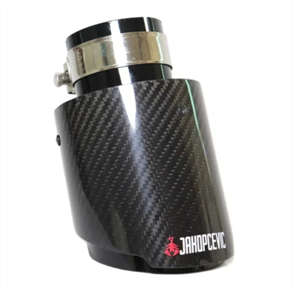1pcs Car Glossy Carbon Fiber Muffler Tip Exhaust System Pipe Mufflers Nozzle Universal Straight  - Automotive LED Light