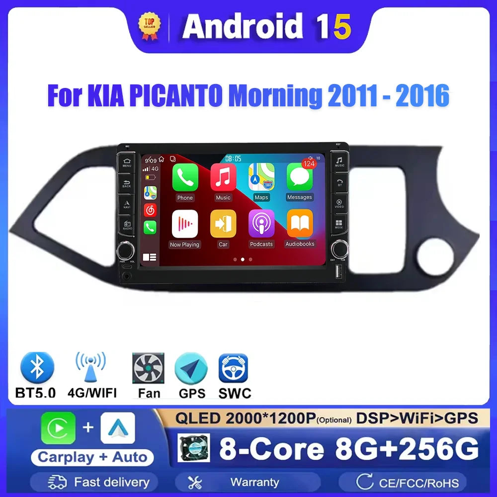 Android 15 Carplay Car Radio Multimidia Video Player For KIA PICANTO Morning 2011 - 2016 N | AUTOKITSHOP