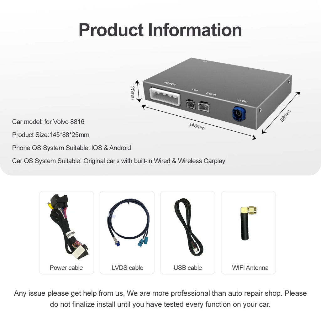 Wireless Carplay Android Auto Module For Volvo S60 XC60 V60 V40 2015-2018 Decoder Box Navi | AUTOKITSHOP