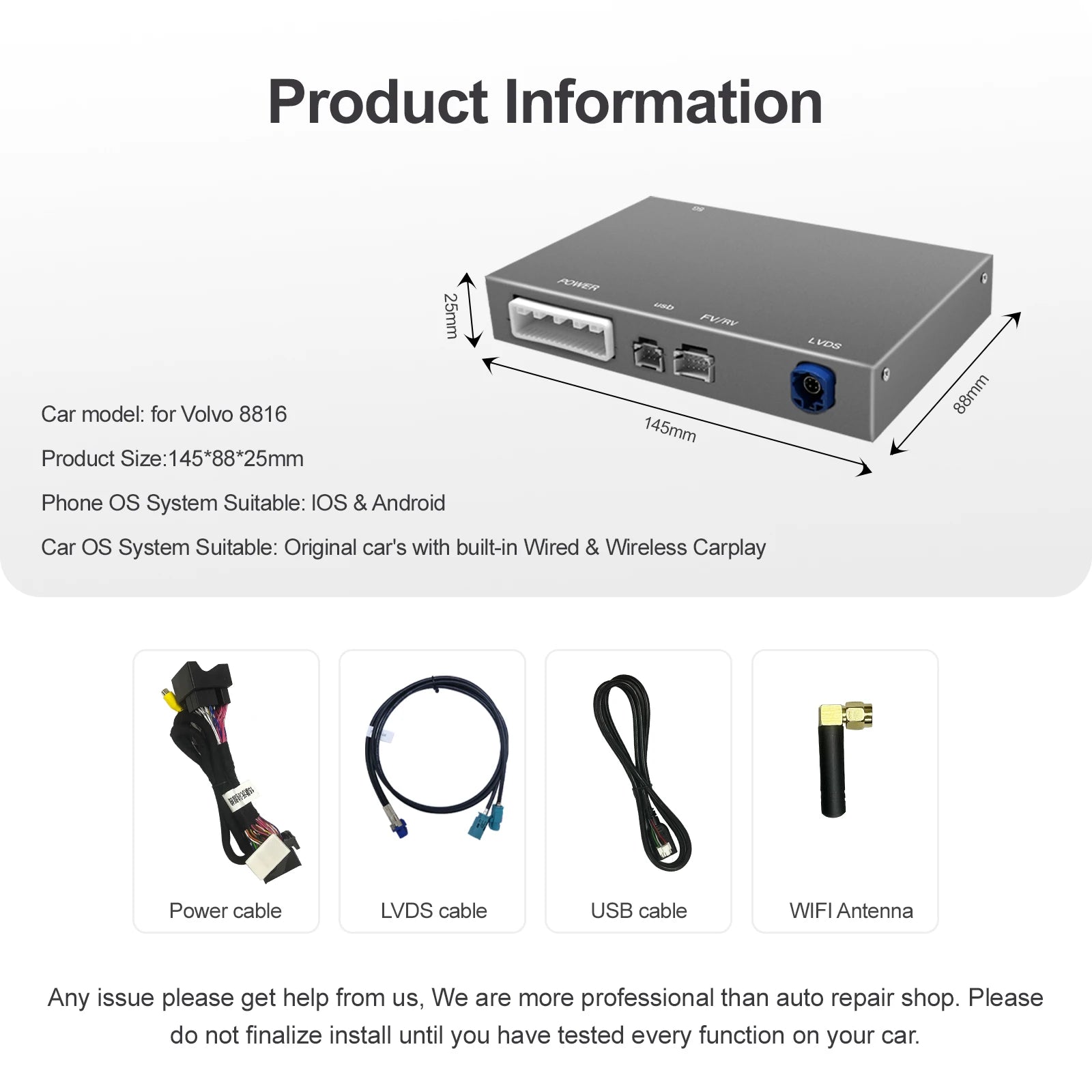 Wireless Carplay Android Auto Module For Volvo S60 XC60 V60 V40 2015-2018 Decoder Box Navi | AUTOKITSHOP