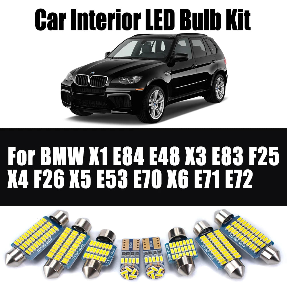 LED Interior Light Kit for BMW X1 E84 E48 X3 E83 F25 X4 F26 X5 E53 E70 X6 E71 E72 Car Accessories  Interior Dome Map ...
