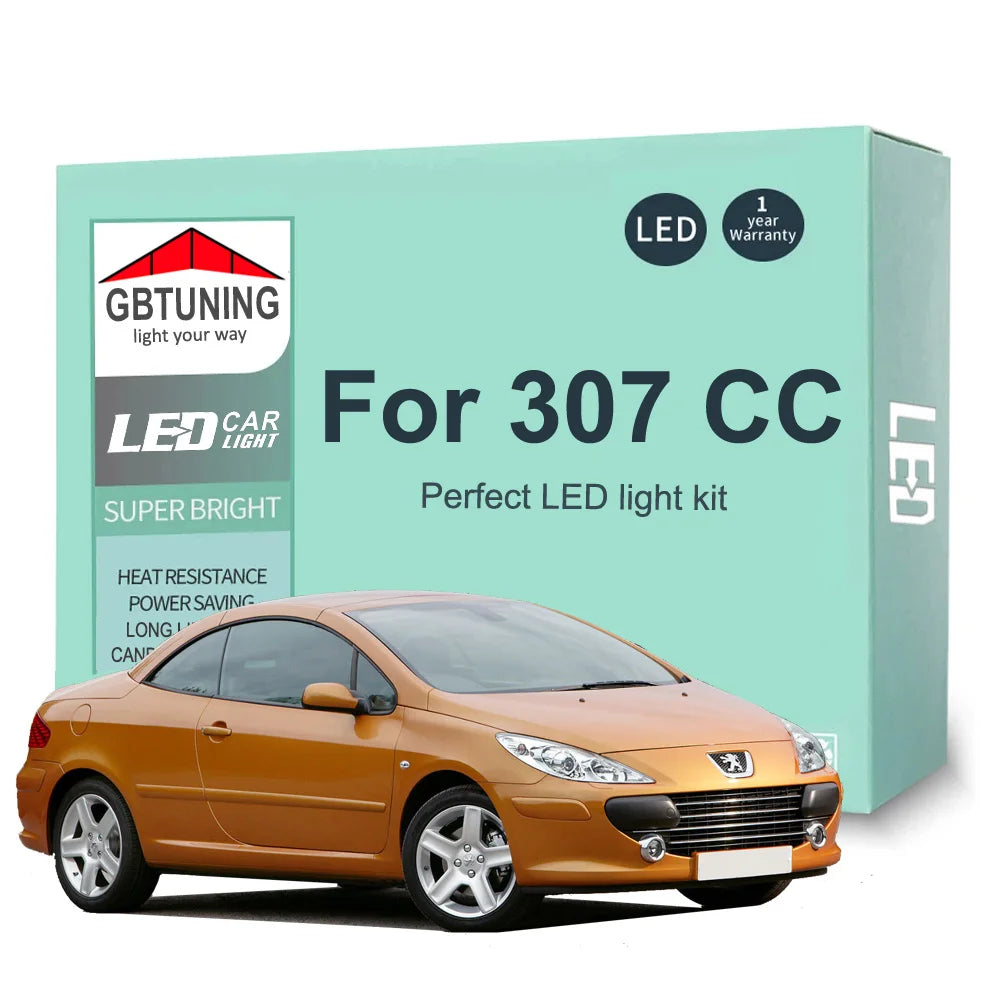 14-Piece LED Interior Light Kit for Peugeot 307 CC 307CC Cabrio - Canbus Error-Free Bulbs | AUTOKITSHOP