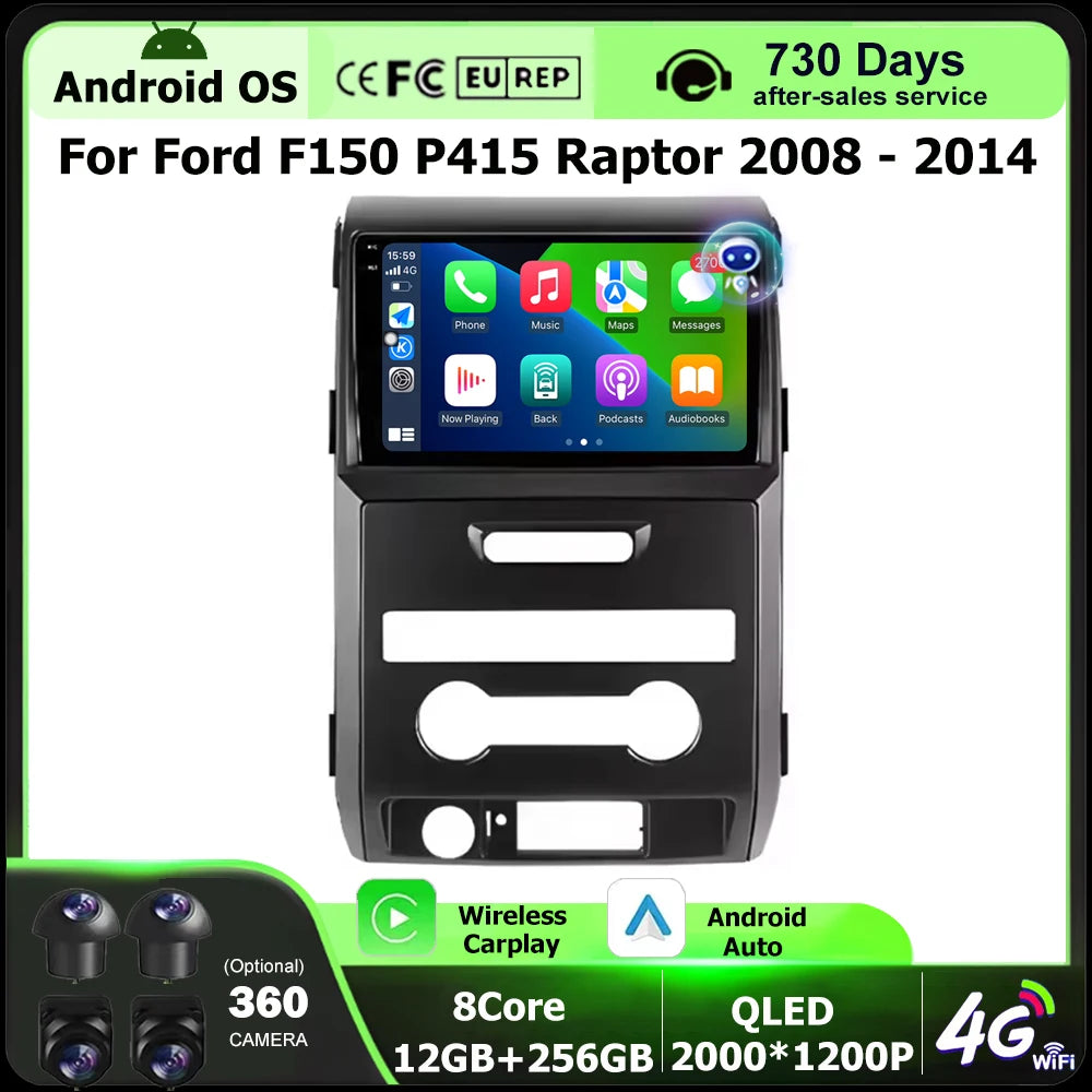 Car Radio Multimedia Video Player GPS Navigation Stereo For Ford F150 P415 Raptor 2008-201