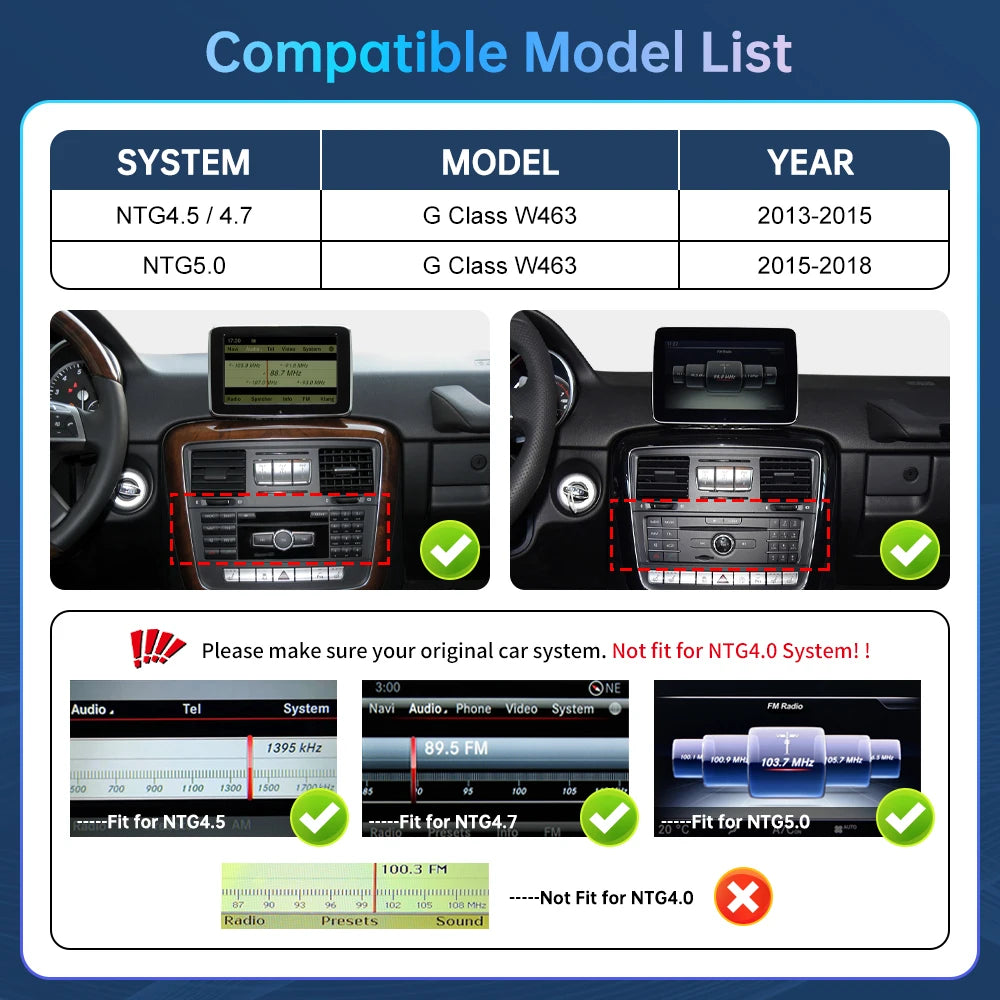 Road Top Wireless CarPlay for Mercedes Benz G Class W463 2012-2018 with Android Auto Inter | AUTOKITSHOP