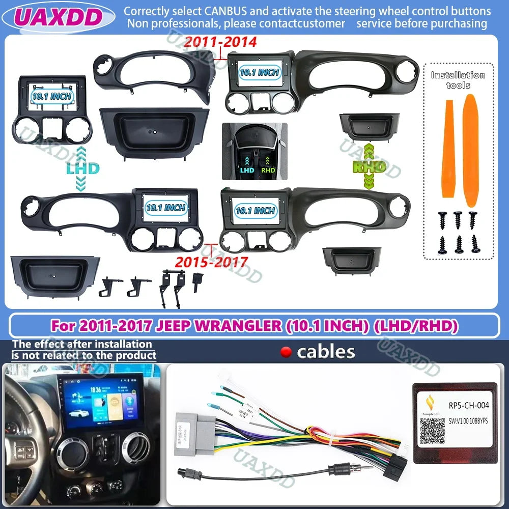 10.1inch Big Screen 2 Din Audio Face Plate Fascia Frame For Jeep Wrangler 2011-2016 car pa