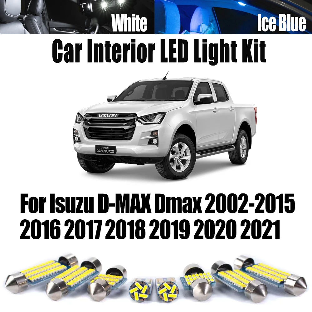 8-Piece LED Interior Light Kit for Isuzu D-MAX Dmax 2002- 2018 - Canbus Dome Map Door Trunk Bulbs | AUTOKITSHOP