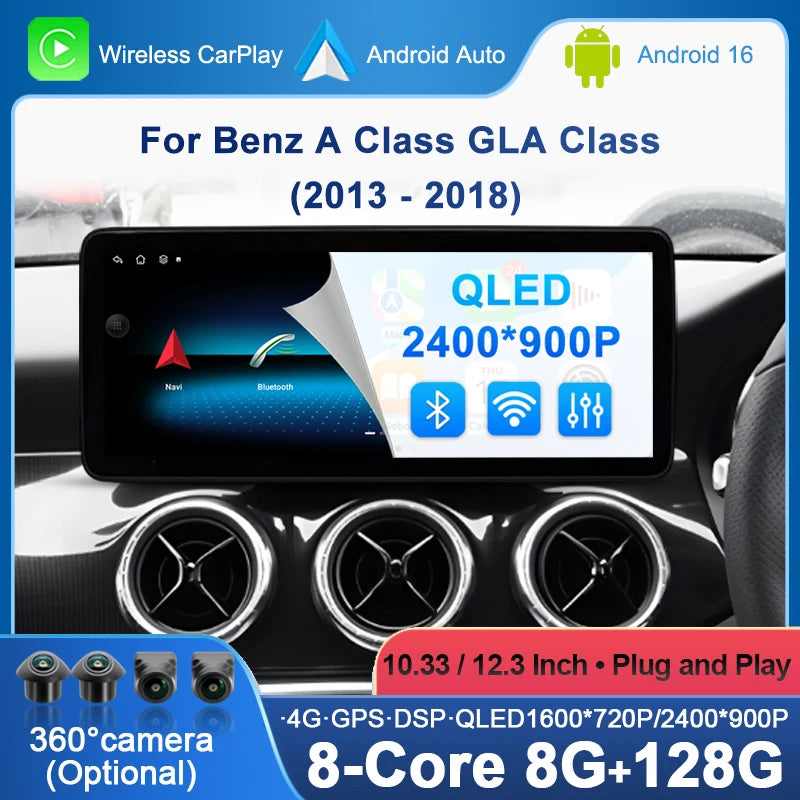 For Benz A Class 2013 - 2018 GLA Class 2015-2019 Right Hand Drvie Wireless CarPlay Android