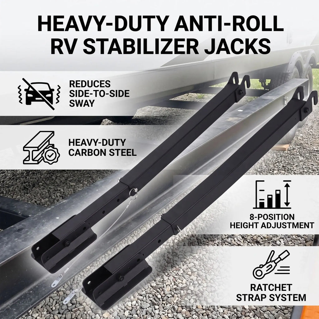 RV Stabilizer Jack Anti Sway Adjustable 17-35inch Ground Clearance I Beam Mount Stabilizer for T - Automotive LED Light