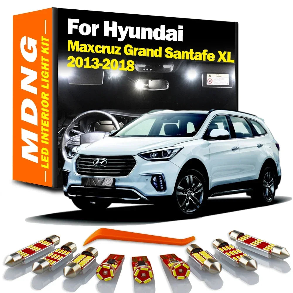 12-Piece LED Interior Light Kit for Hyundai Maxcruz Grand Santafe XL 2013-2016 - Canbus Dome Map Door Trunk Bulbs | A...