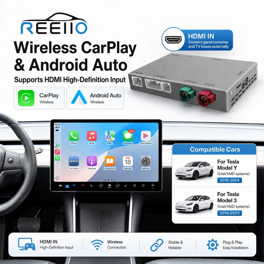 Wireless CarPlay Interface For Tesla Model 3 Model Y Android Auto Decoder Module Mirror Li