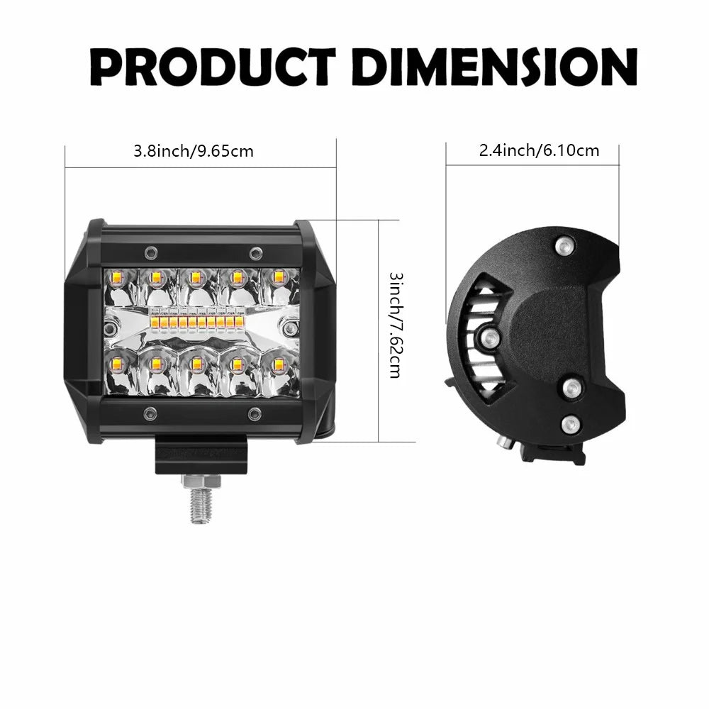 4 Inch 220W Work Light 12V/24V 5 Modes Fog Driving LED Work Light for Auto 4X4 ATV SUV UTE