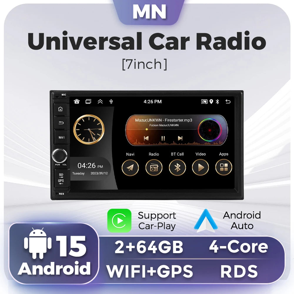7 Inch IPS Screen 2 Din Universal Autoradio Android 15 GPS Stereo CarPlay Car Radio 8227 M | AUTOKITSHOP