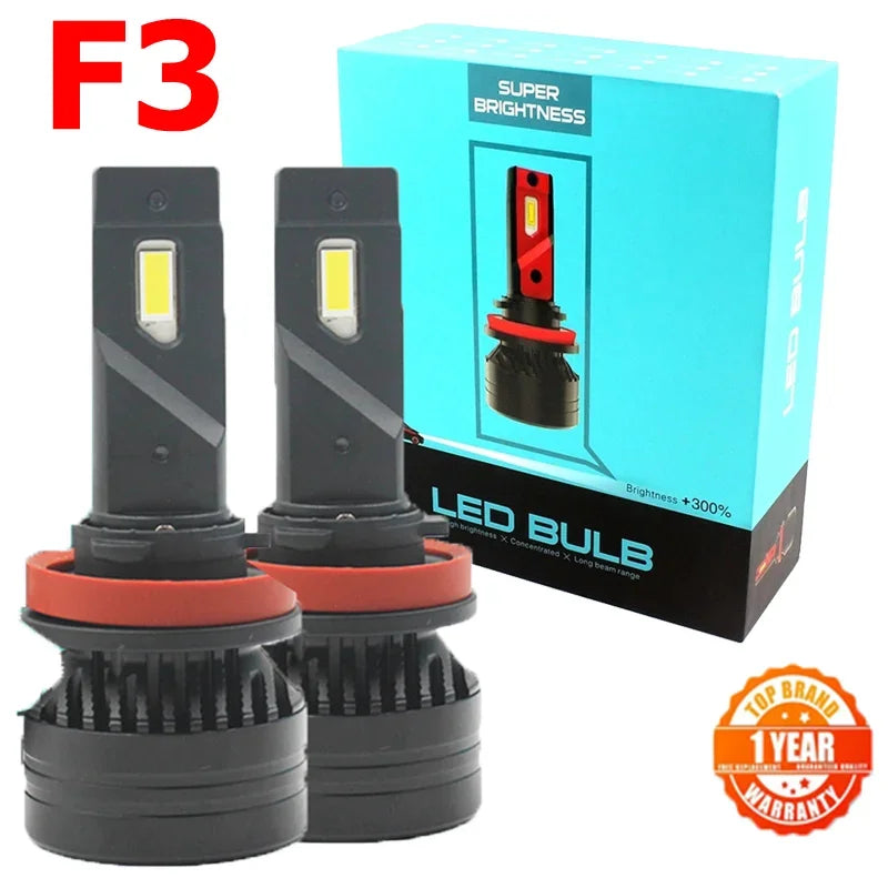 Rockeybright F3 10000lm H4 LED Headlight H7 H8 H9 H11 Car Headlamp H4 90W Bright White H1