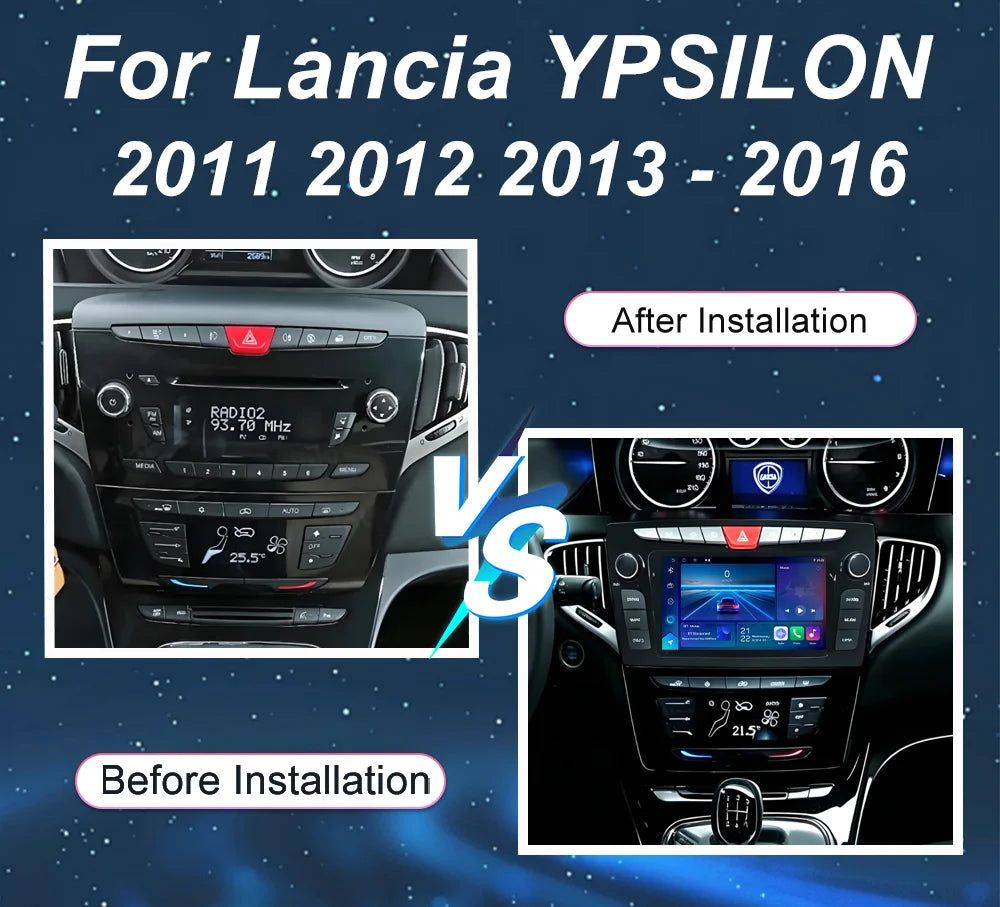 7''Android 16 Car Radio For Lancia YPSILON 2011 2012 2013 - 2016 Stereo Head Multimedia Vi