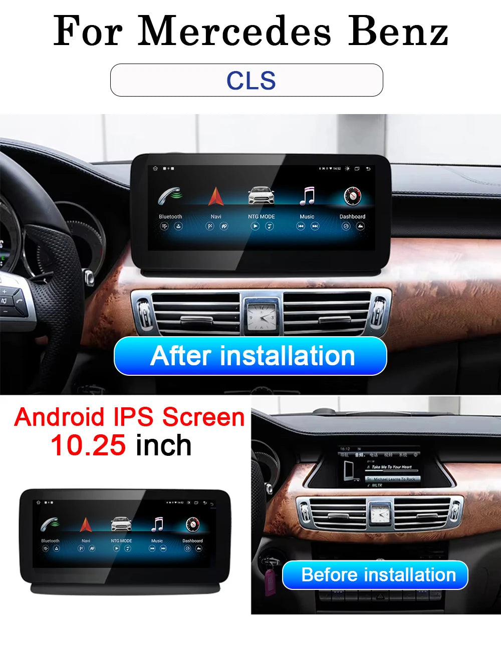 10.25 Android 14 Wireless CarPlay For Mercedes Benz CLS Class C218 W218 W219 2010-2018 GPS