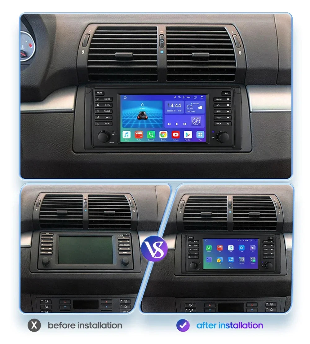 AI Carplay Android Auto Car Radio Multimedia For BMW 5 Series E39 X5 E53 M5 1996-2003 Navi