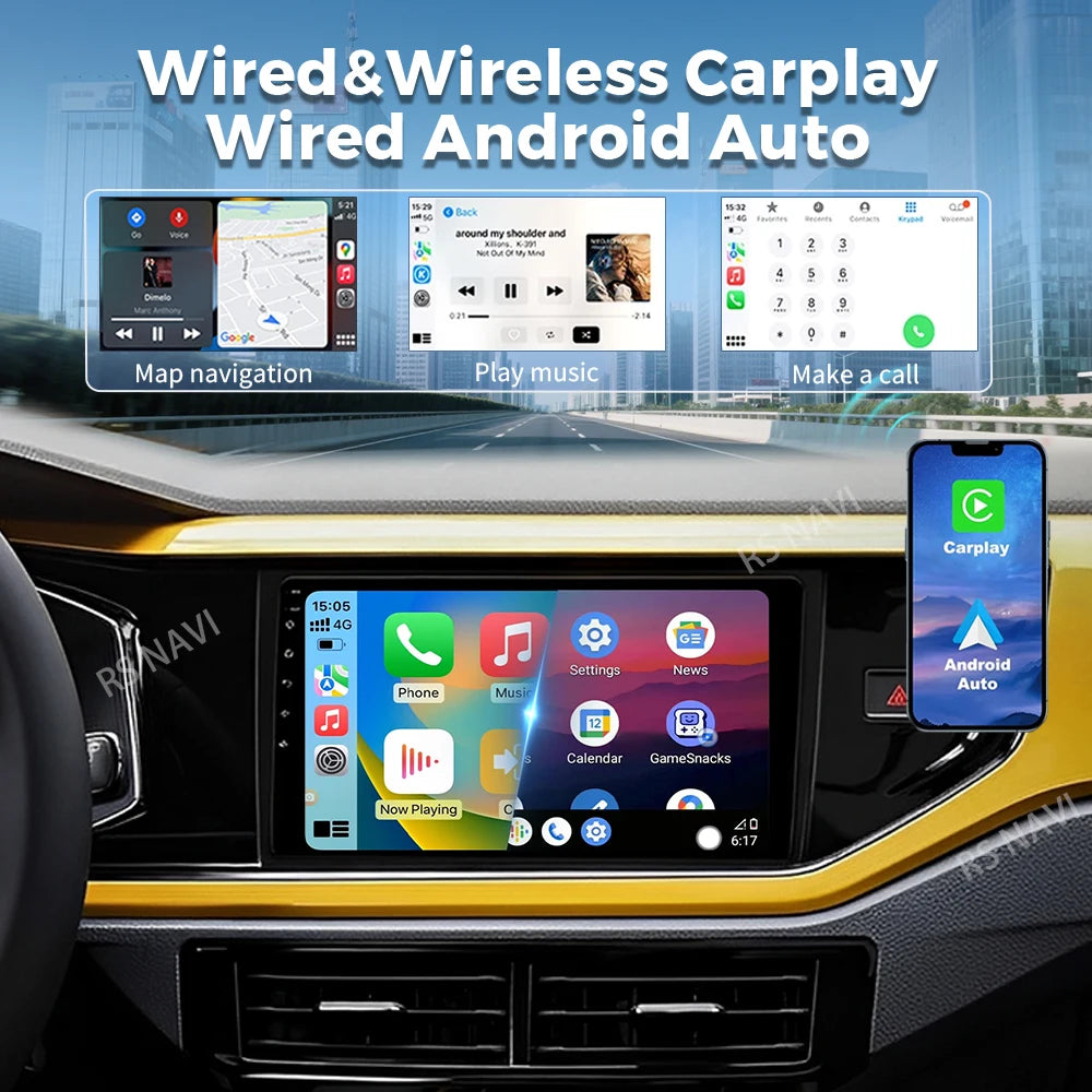Android 16 Carplay Auto Car Radio For Volkswagen VW T-Cross MQB 2018 2019 2020 GPS Multime