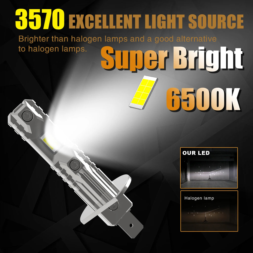 2x H1 Led Light Canbus Bulb Car Headlight High Power Auto Fog Diode Moto Driving Running L