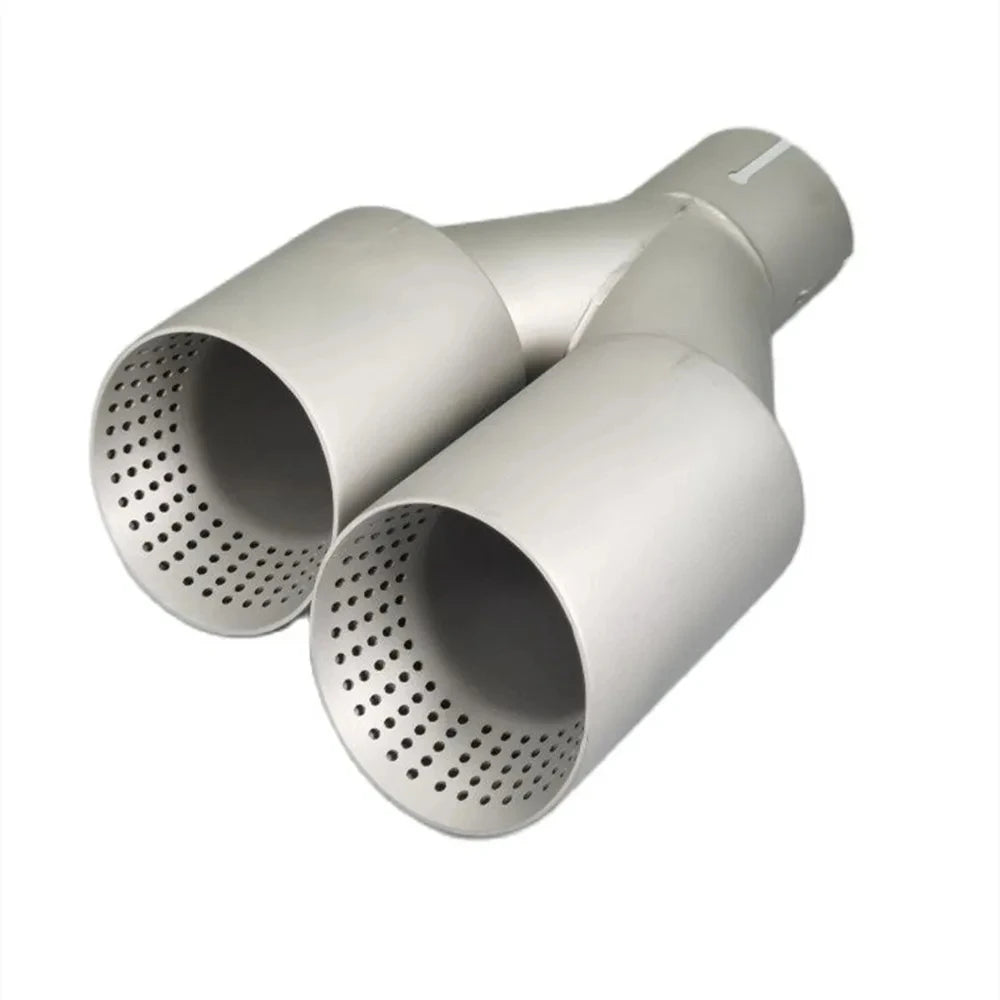 1Pcs Double Matte Stainless Steel Car Muffler Tip Exhaust Tip System Pipe Universal Exhaust Tip  - Automotive LED Light