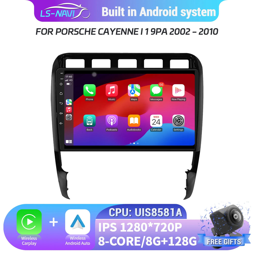Car Radio For Porsche Cayenne I 1 9PA 2002-2010 Android 14 Wireless Bluetooth Carplay Touc