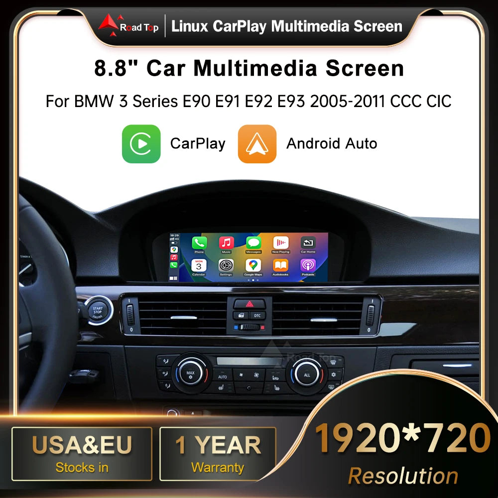 8.8'' Wireless RoadTop CarPlay Android Auto For BMW Series 3 5 E90 E91 E92 E93 E60 E61 CCC