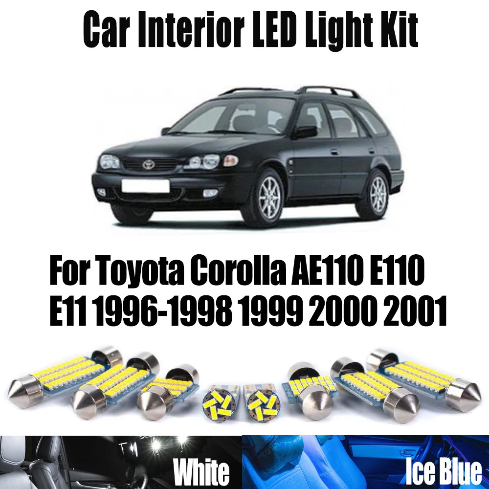 9-Piece LED Interior Light Kit for Toyota Corolla AE110 E110 E11 1996- 1999 - Canbus Dome Map Door Trunk Bulbs | AUTO...