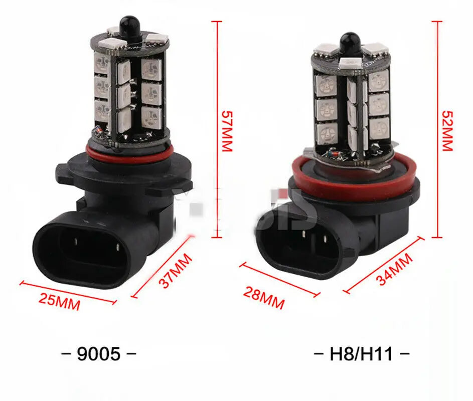 16Color RGB H11/H8/H9 LED Bulbs with Wireless IR Remote For Fog Light Driving Lamp 27SMD 5