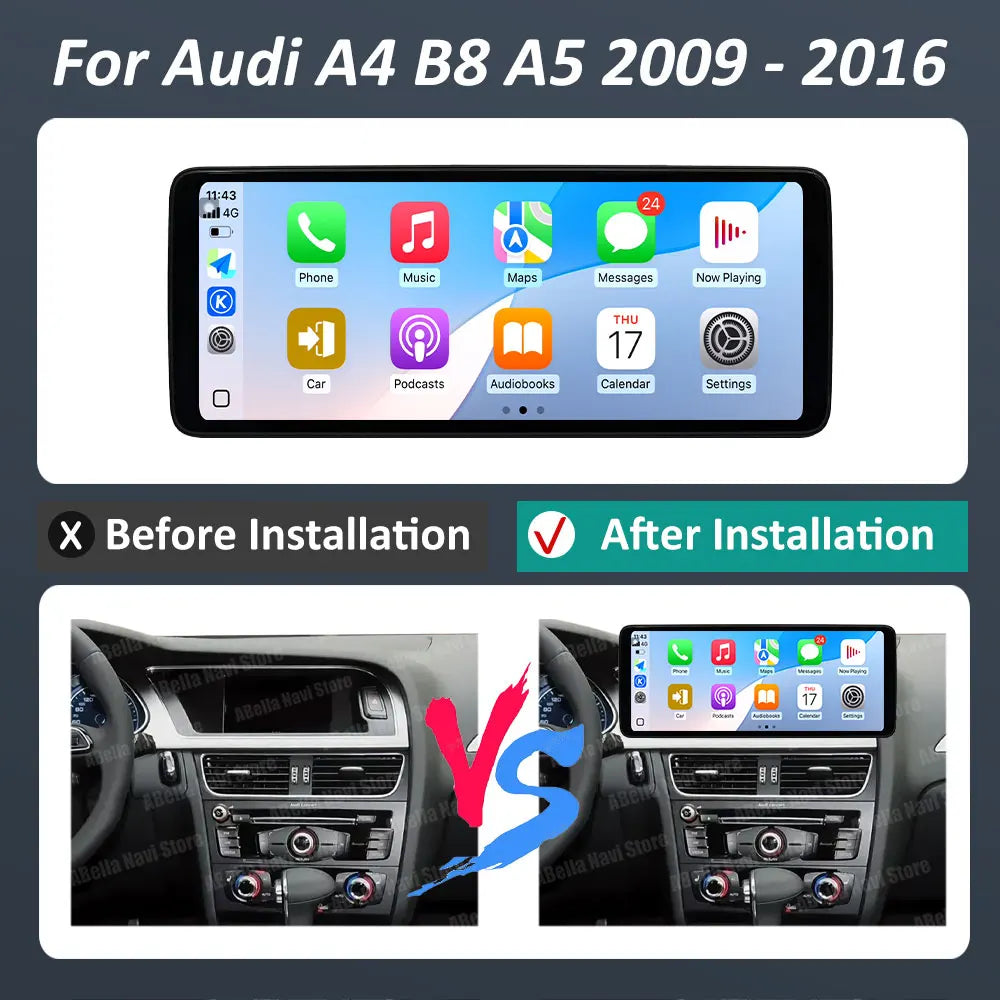 Android 16 Left Hand Drvie for Audi A4 B8 A5 2009 - 2016 Car Radio Video Player Carplay Na