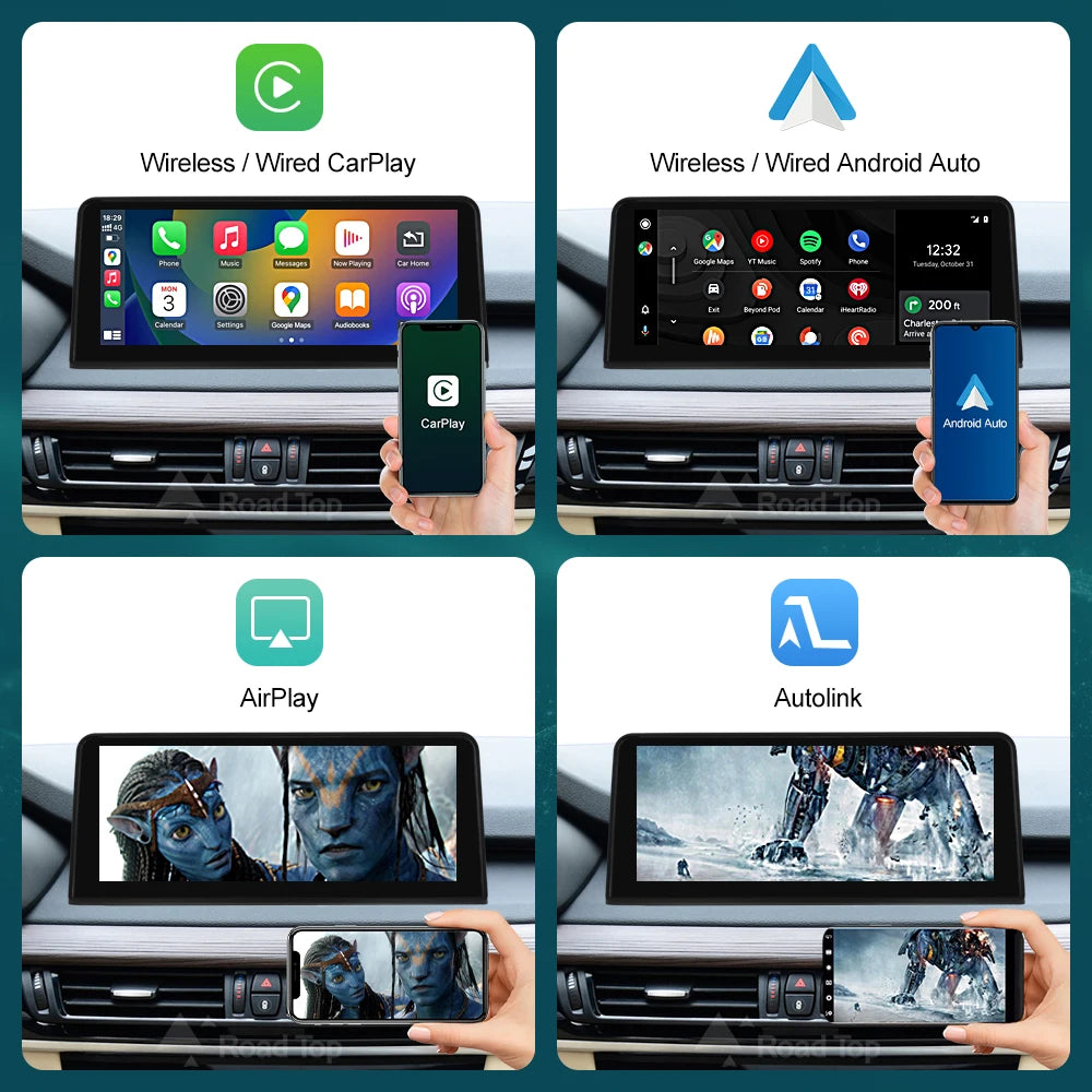 RoadTop Wireless Carplay Multimedia Display Touch Screen Android-auto Head Unit For BMW X5