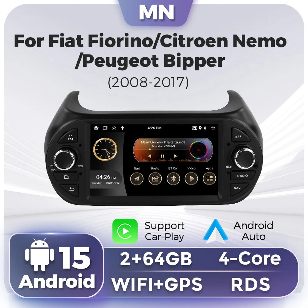 MEKEDE&NAVIFLY Intelligent Car audio radio system For Fiat Fiorino Qubo Citroen Nemo Peuge