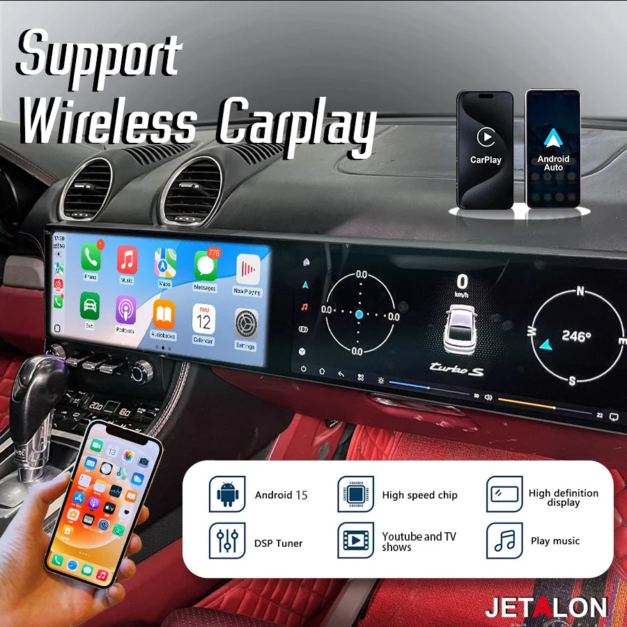 Carplay For Porsche Cayman 718 2016-2023 Upgraded Interactive 12.3" Dual Screen Android15  | AUTOKITSHOP