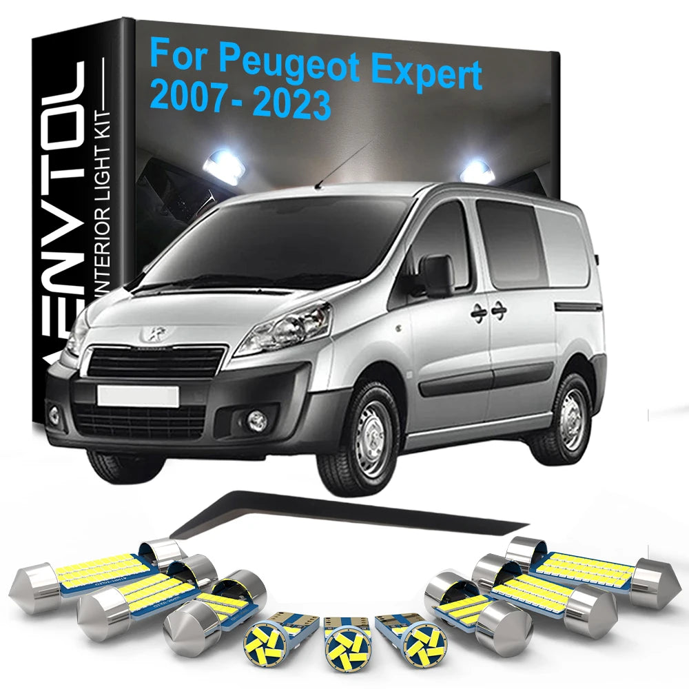 11-Piece LED Interior Light Kit for Peugeot 2007-2018 - Canbus Error-Free Interior Bulbs