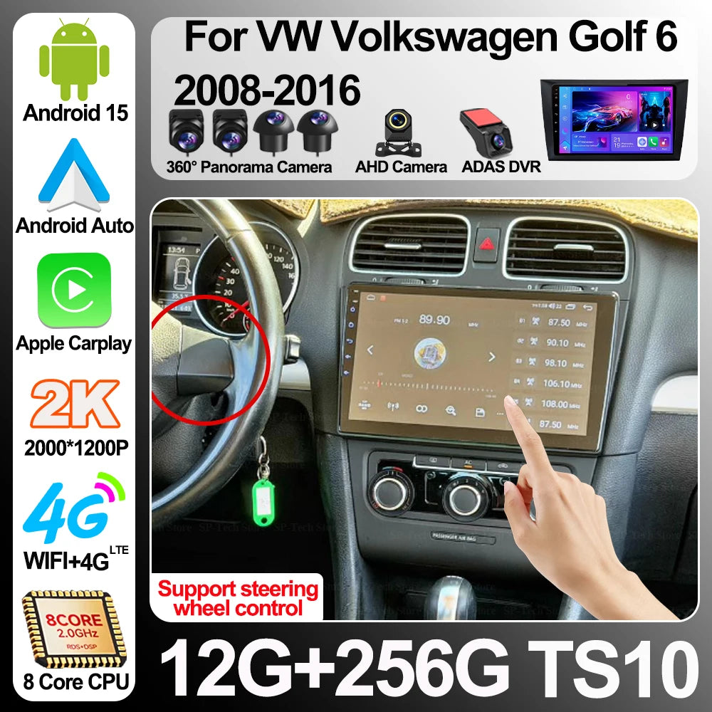 Android 16 Carplay Android Auto Carradio For Vw Volkswagen Golf 6 2008-2016 Multimedia Ste | AUTOKITSHOP