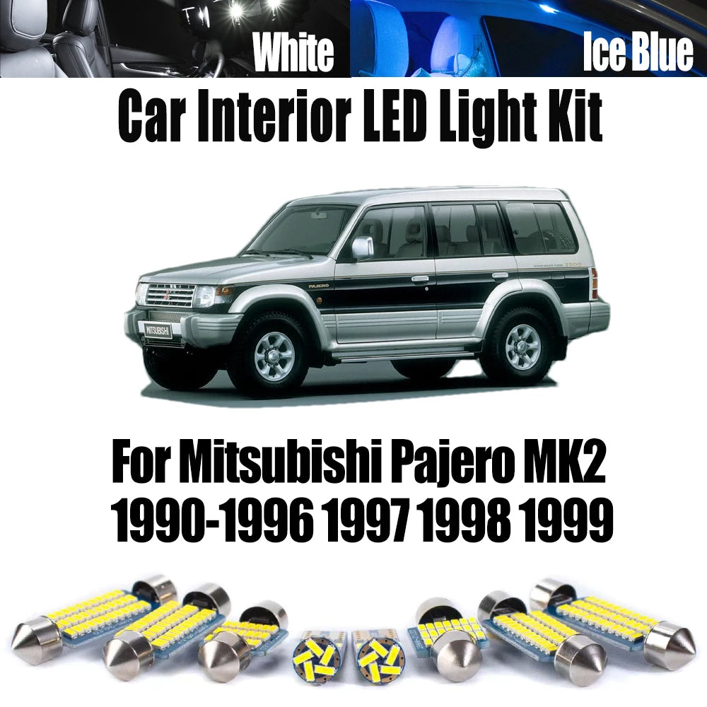 13-Piece LED Interior Light Kit for Mitsubishi Pajero MK2 1990- 1995 - Canbus Dome Map Door Trunk Bulbs | AUTOKITSHOP