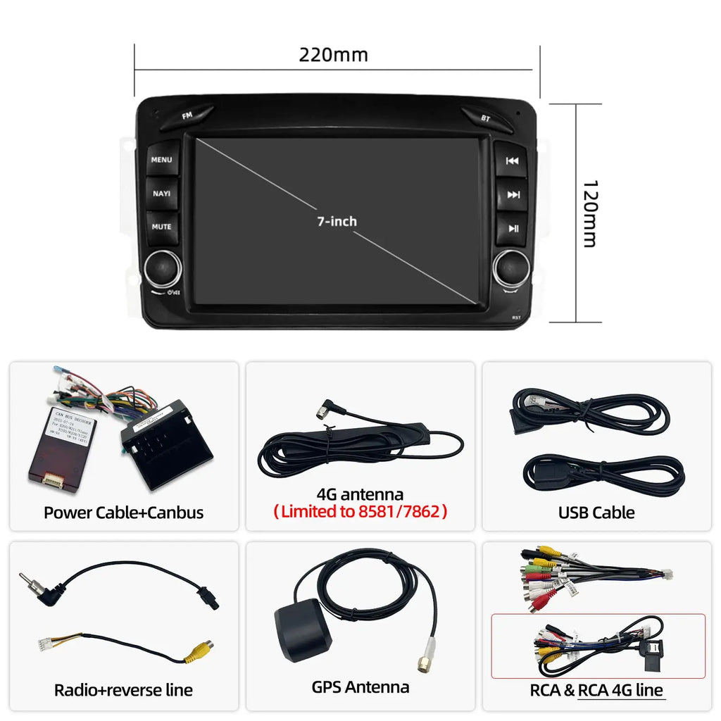 For Mercedes Benz CLK W209 G W463 1998-2004 Multimedia Audio Car Player with Navigation Ca