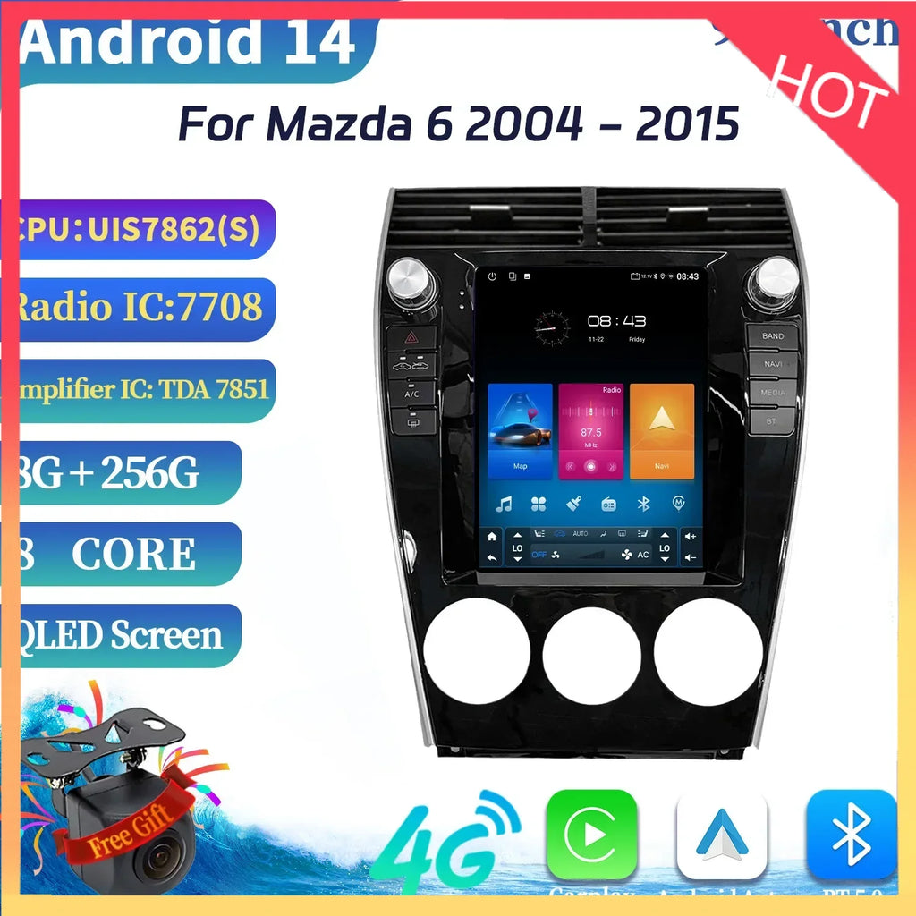 9.7″ Android 14 For Mazda 6 2004-2015 Car Radio Multimedia Wireless Carplay Android Multim
